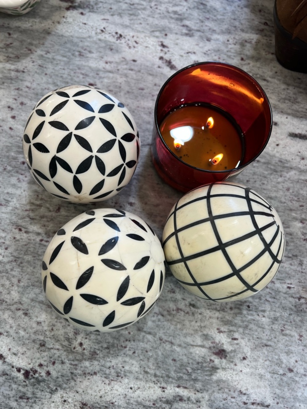 Black & White Decorative Spheres - Set of 3